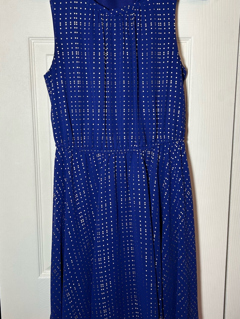 Maison Jules Women's Blue
Sleeveless Dress w/Gold Metallic
Spots Size M